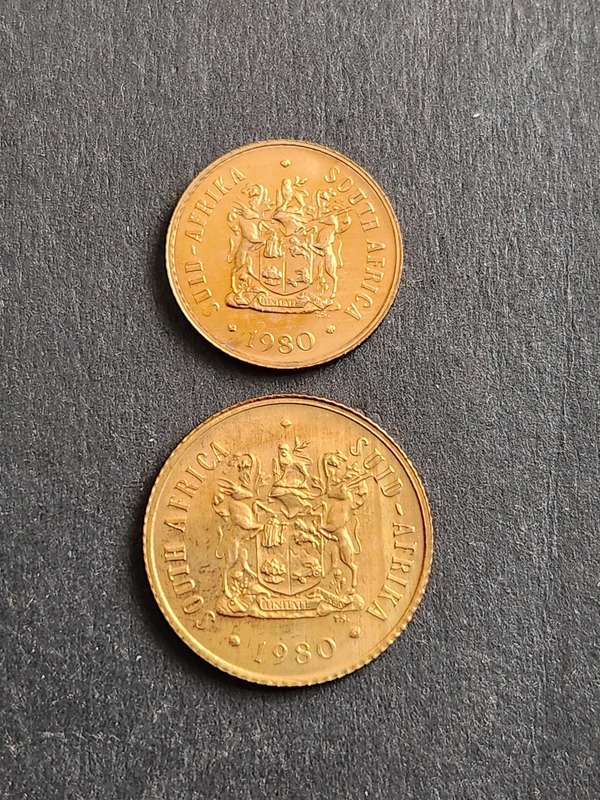 Republic 1 and 2 Cents 1980 Proof - as per photograph