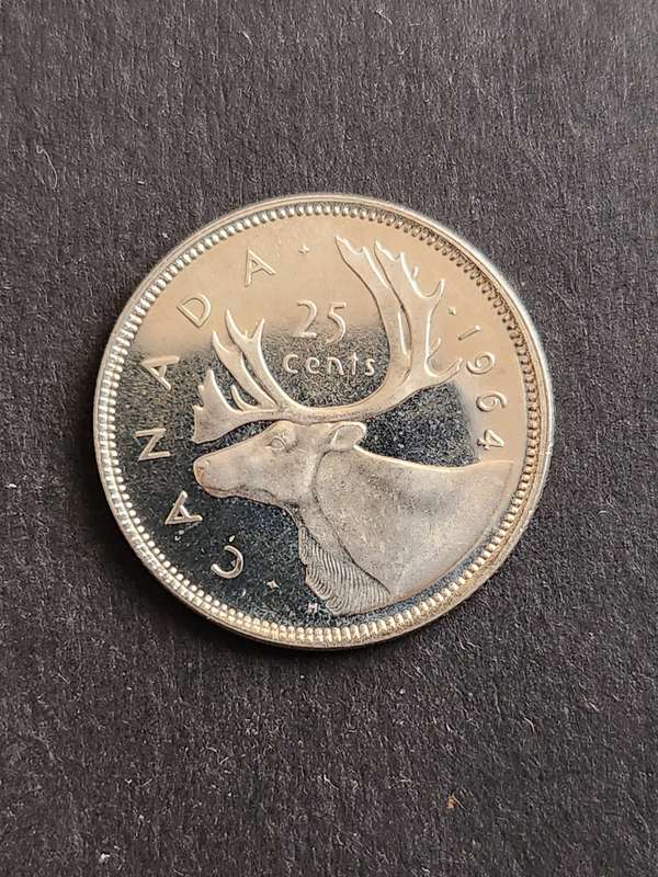 Canada 25 Cents 1964 BU Silver- as per photograph