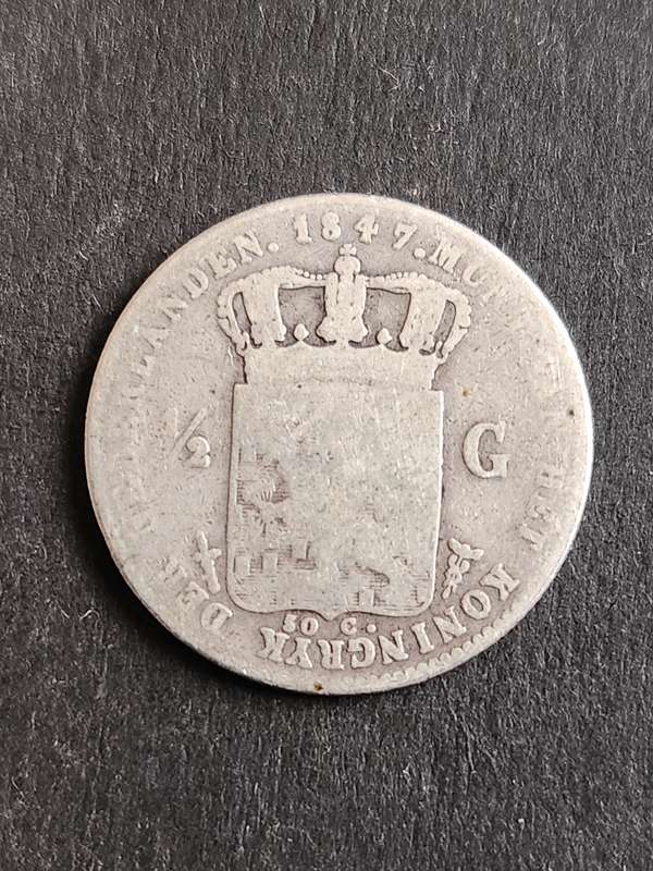 Nederlands 1/2 Gulden 1847 Silver .945 - as per photograph