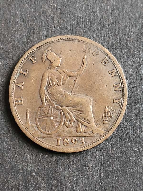 UK 1/2 Penny 1893 - as per photograph