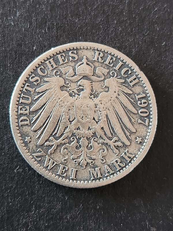 Deutsches Reich Zwei Mark 1907A Silver - as per photograph