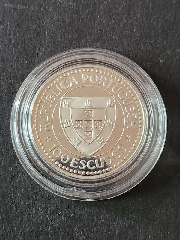 Portugal 100 Escudos 1987 Cabo Bojador Proof .925 Silver 16.5g - as per photograph