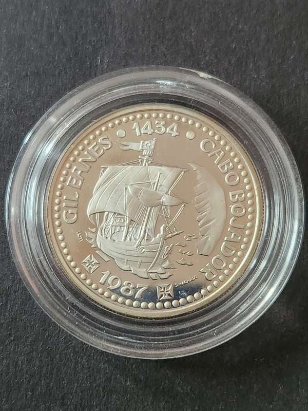 Portugal 100 Escudos 1987 Cabo Bojador Proof .925 Silver 16.5g - as per photograph