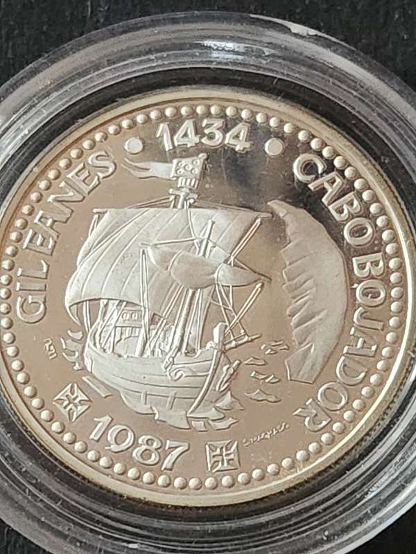 Portugal 100 Escudos 1987 Cabo Bojador Proof .925 Silver 16.5g - as per photograph