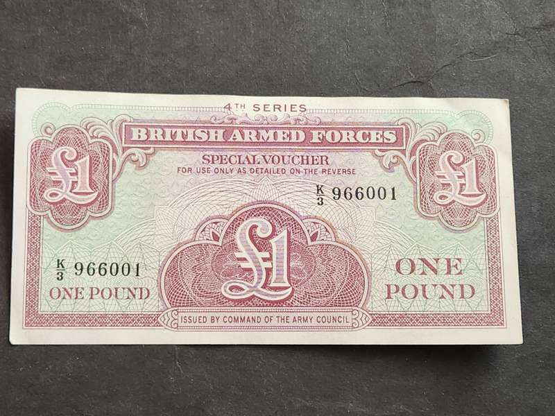 British Armed Forces One Pound Note 4th series Special Voucher (nice condition) - as per photograph