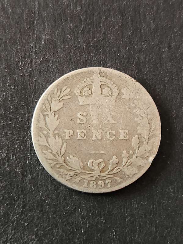 UK Sixpence 1897 Silver - as per photograph