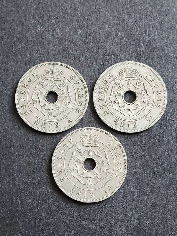 3 x Southern Rhodesia One Pennies 1936/1937/1938 - as per photograph