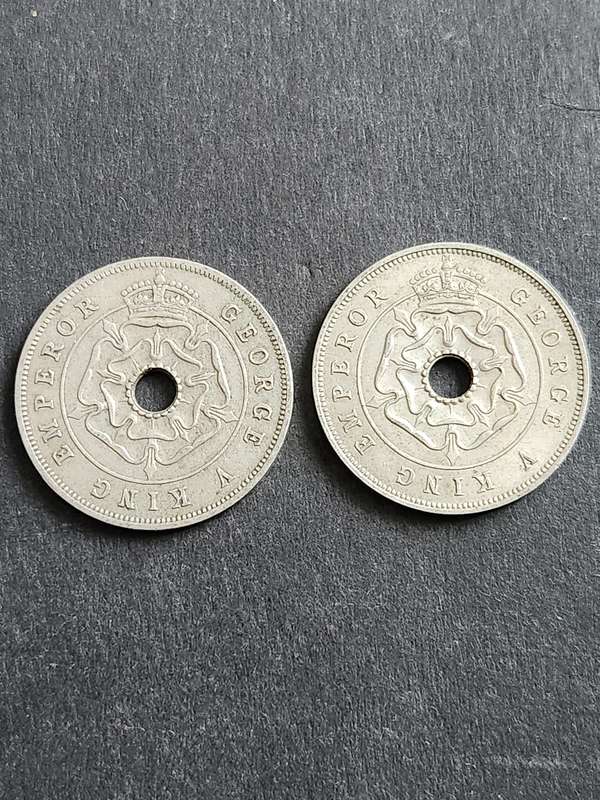 2 x Southern Rhodesia One Pennies 1935/1946 - as per photograph