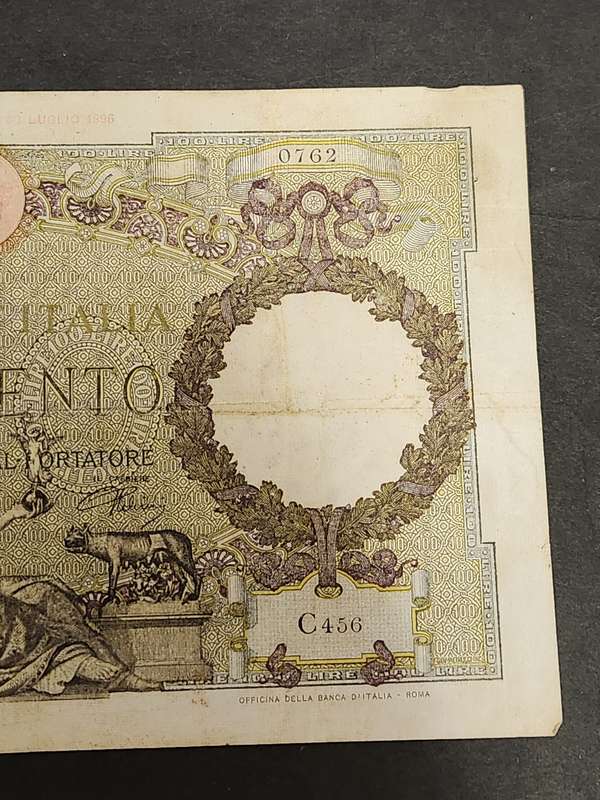 Italy 100 Lire Note 27 February 1940 (tears/folds) - as per photograph