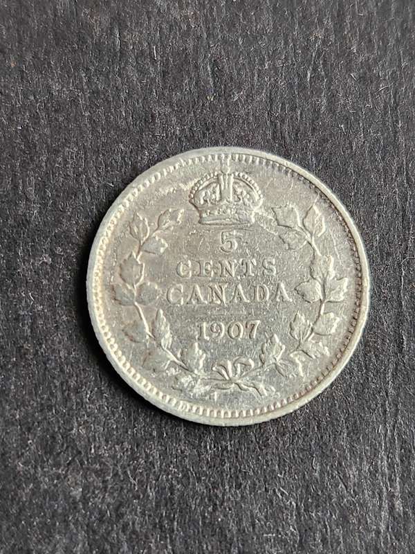 Canada 5 Cents 1907 Silver- as per photograph