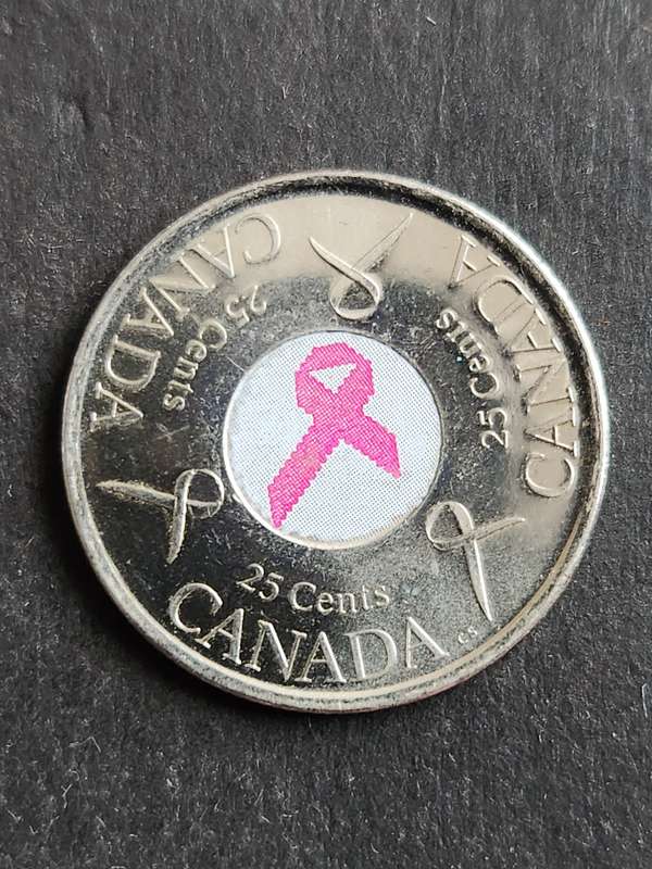 Canada 25 Cents 2006 Pink Ribbon- as per photograph