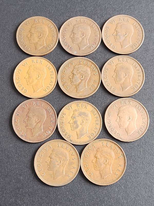 Union Pennies 1940-1950 - as per photograph