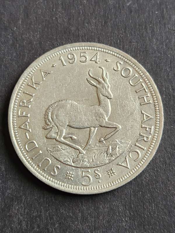 Union 5 Shillings 1954 (scarce date) - as per photograph