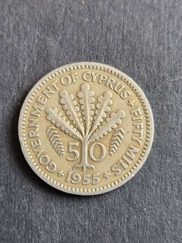 Cyprus 50 Mils 1955 - as per photograph