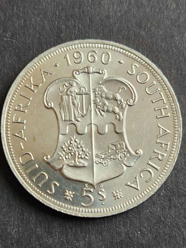 Union 5 Shillings 1960 Silver (very nice condition) - as per photograph