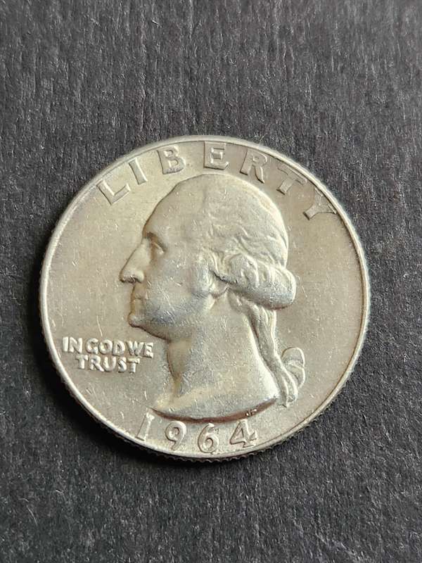 USA 1/4 Dollar 1964D Silver - as per photograph