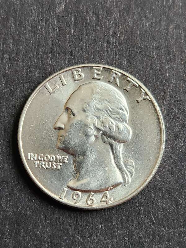 USA 1/4 Dollar 1964D Silver EF+/UNC - as per photograph