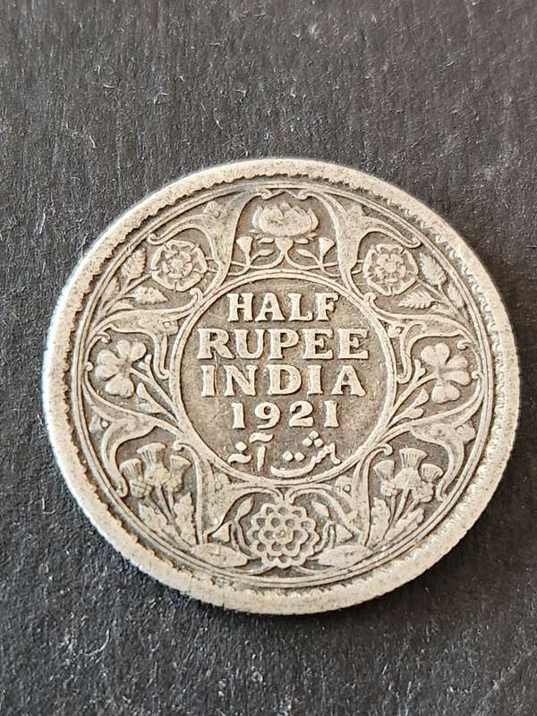India 1/2 Rupee 1921 Silver- as per photograph