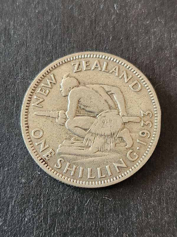New Zealand One Shilling 1933 Silver- as per photograph