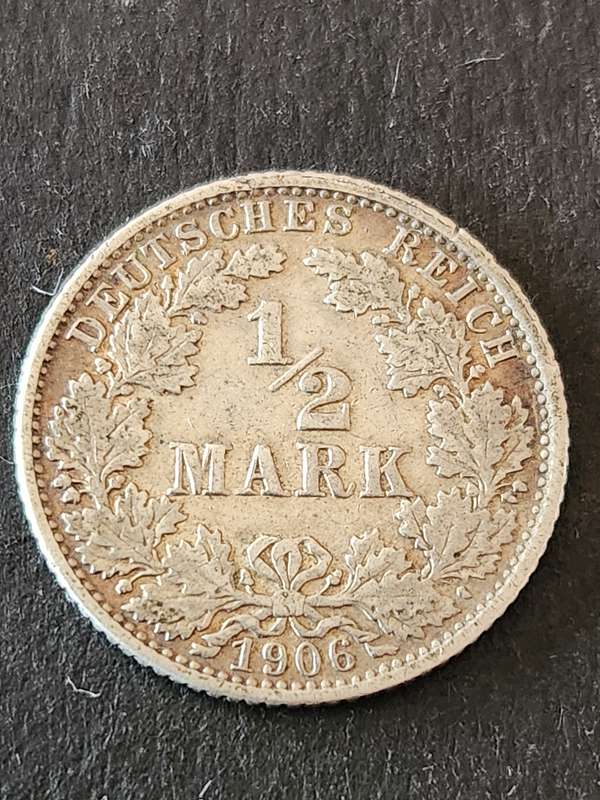 Deutsches Reich 1/2 Mark 1906J Silver- as per photograph