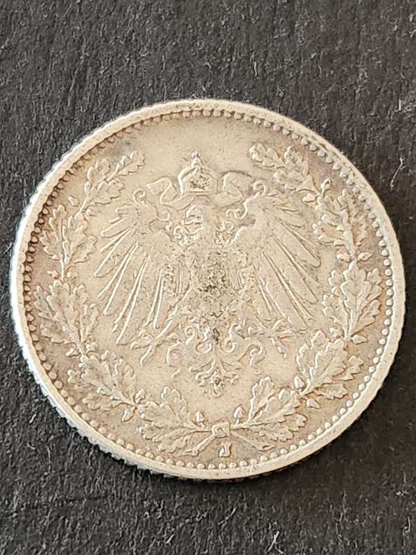 Deutsches Reich 1/2 Mark 1906J Silver- as per photograph