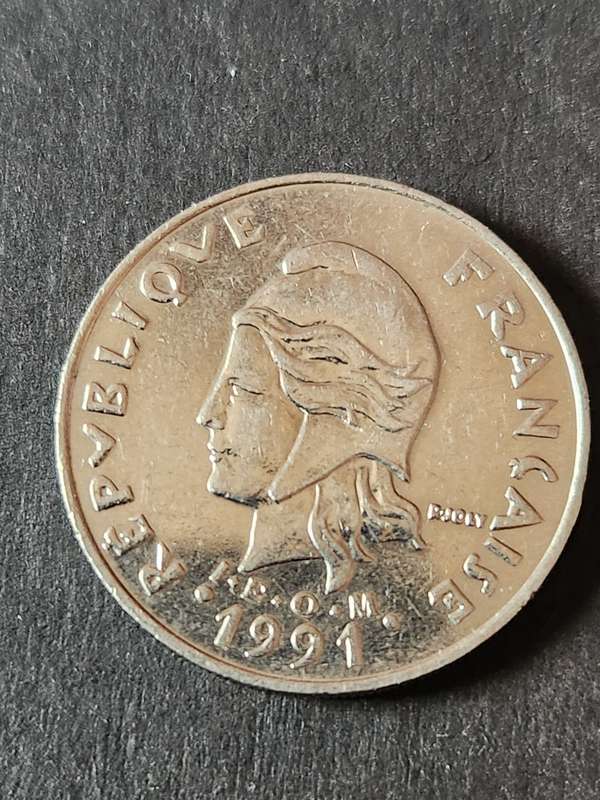 French Polynesie 20 Francs 1991 - as per photograph