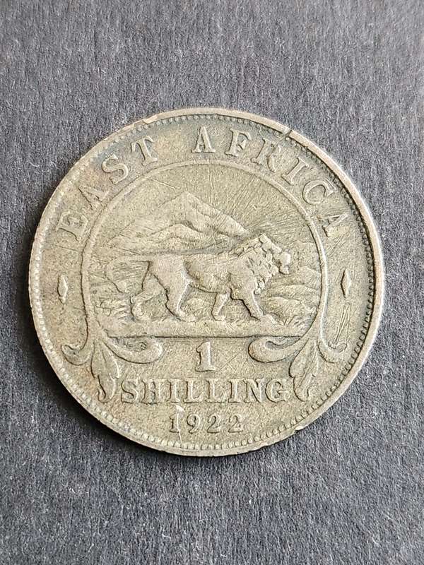 East Africa One Shilling 1922 .250 Silver