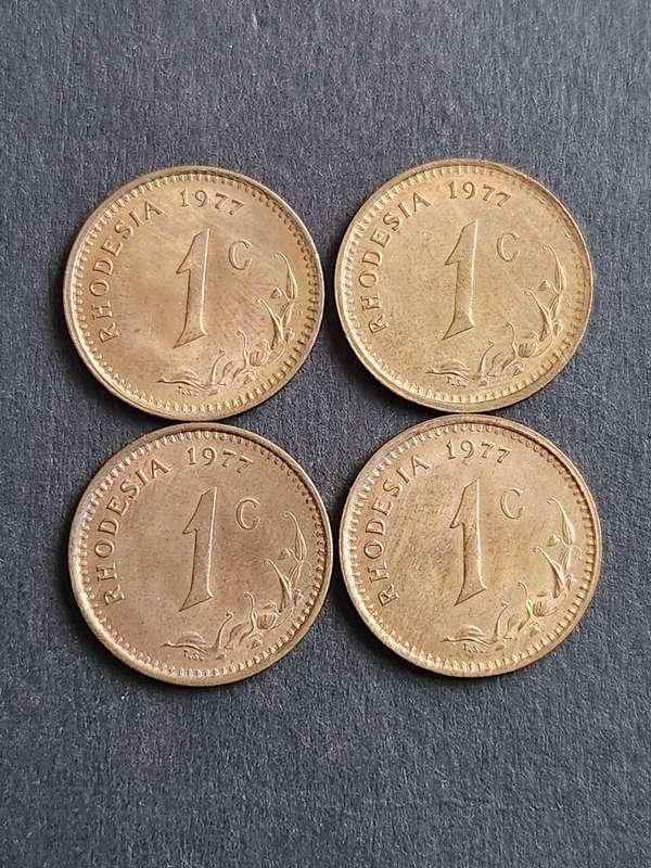 4 x Rhodesia One Cents 1977 (excellent condition)