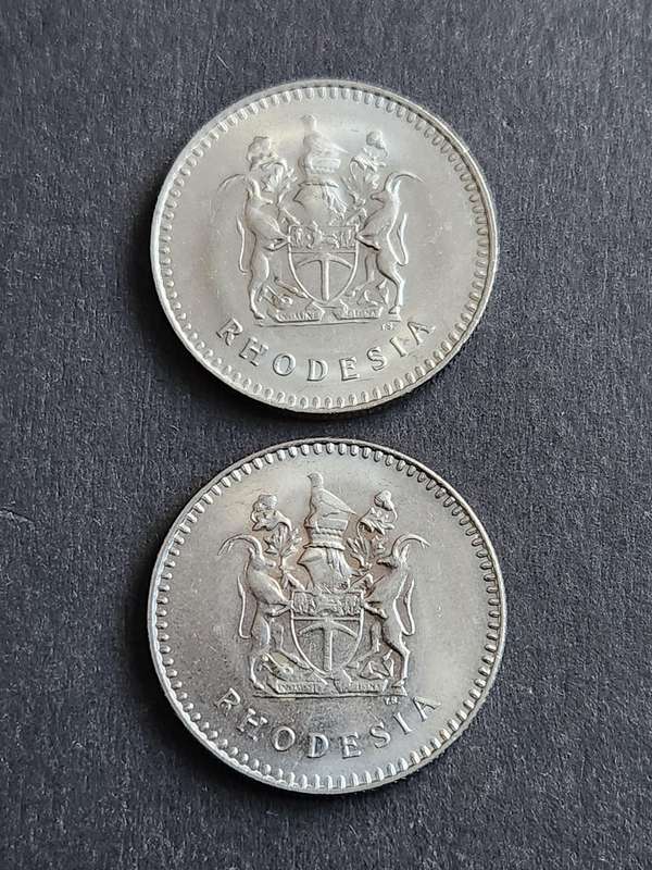 2 x Rhodesia 20 Cents UNC 1975/1977