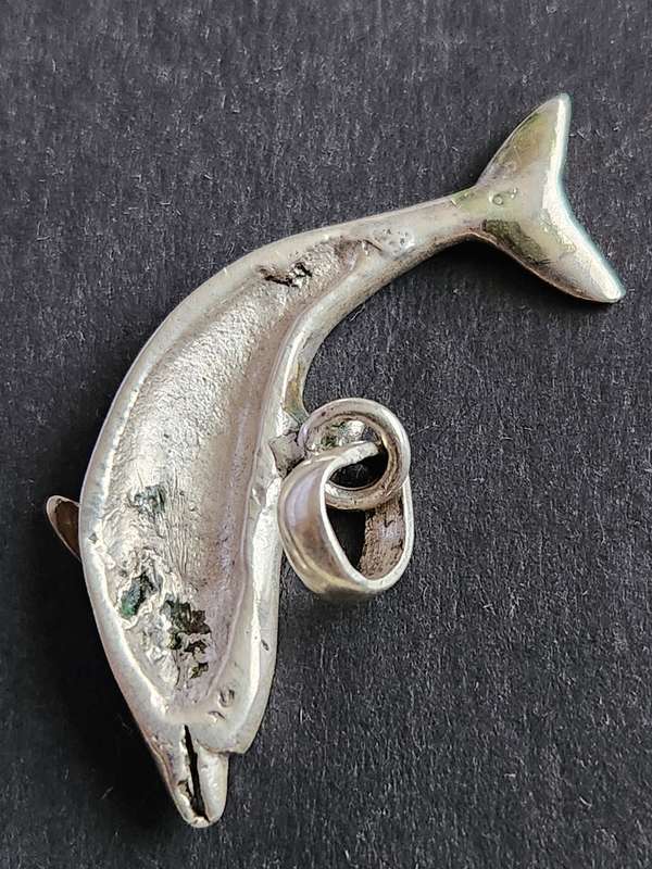 Vintage Sterling Silver Dolphin Pendant 6.5g UNC