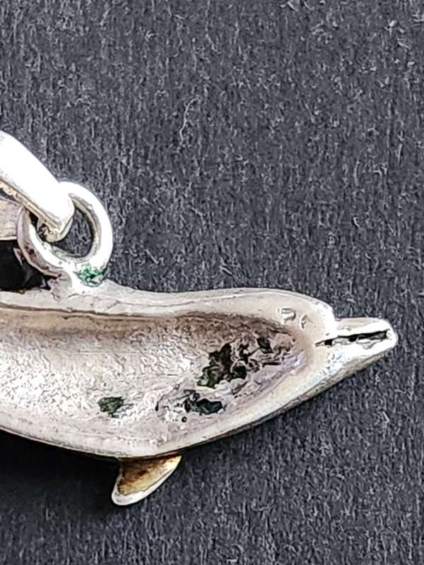 Vintage Sterling Silver Dolphin Pendant 6.5g UNC