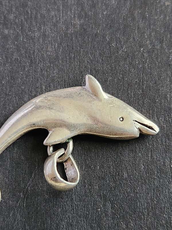 Vintage Sterling Silver Dolphin Pendant 6.5g UNC