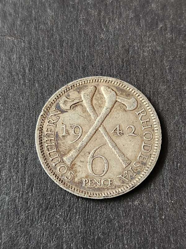 Southern Rhodesia Sixpence 1942 Silver