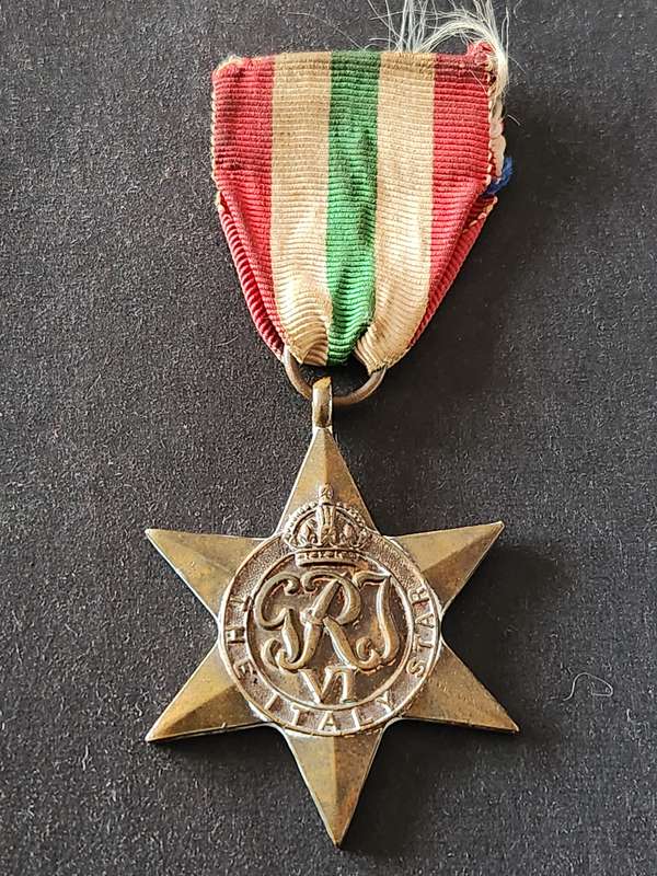 WW2 Italy Star Medal issued to M Kelly no. 230 402