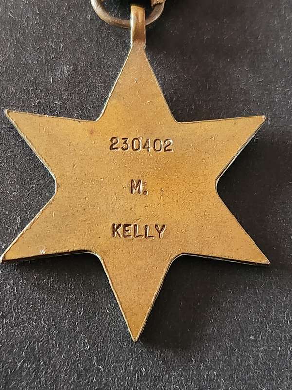 WW2 Italy Star Medal issued to M Kelly no. 230 402