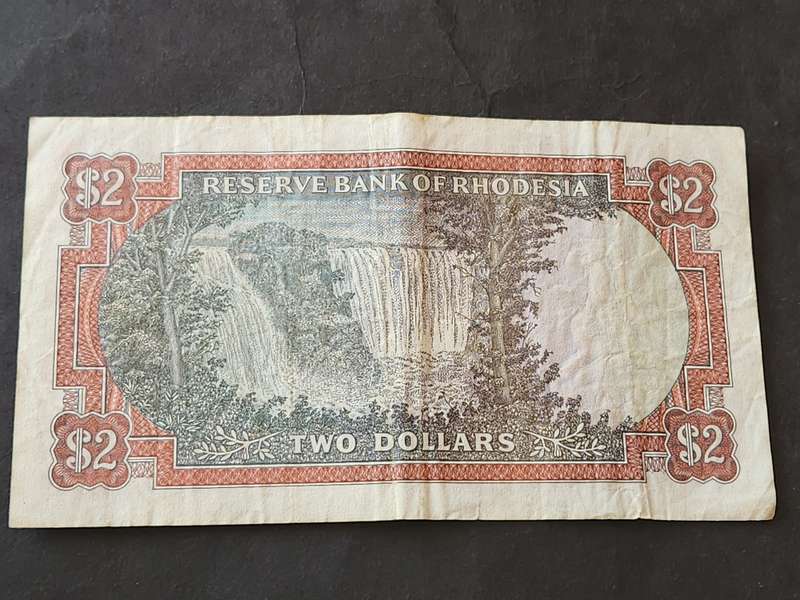 Reserve Bank of Rhodesia 2 Dollars Salisbury 24 May 1979 Bird Watermark