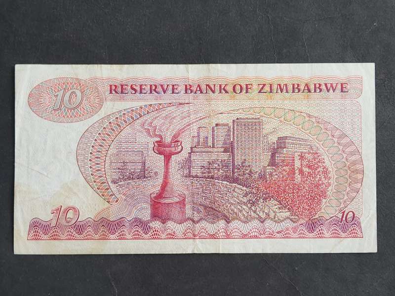Reserve Bank of Zimbabwe 10 Dollars Harare 1983 Bird Watermark