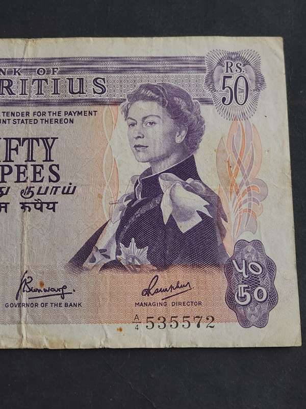 Mauritius 50 Rupees Queen Elizabeth II 1967-1978