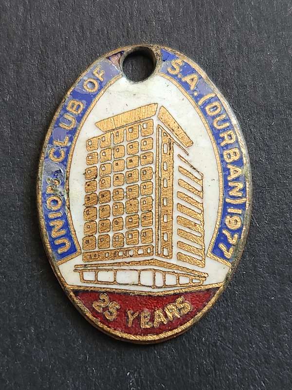 Union Club of SA (Durban) 25 Years Enamel Badge no. 21