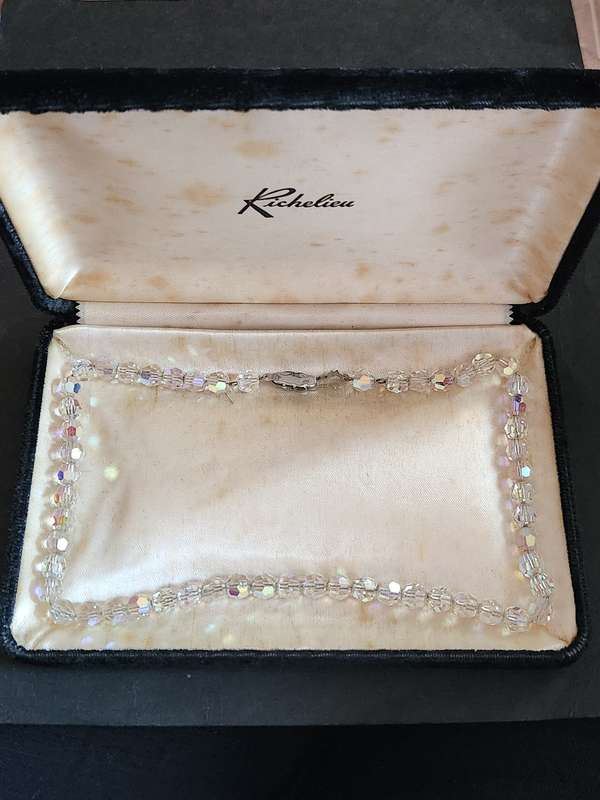 Vintage Richelieu Crystal Silver Clasp Necklace (clasp stamped 835) - 41 cm