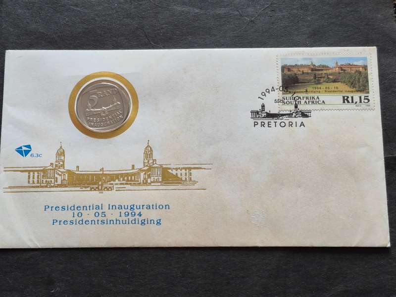 Republic of South Africa Presidential Inauguration R5 Coin First Day Cover
