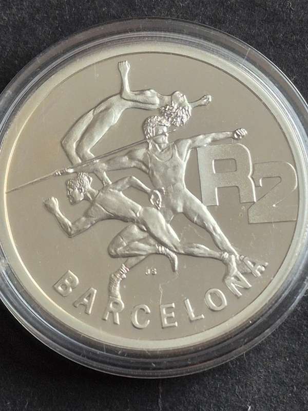 1992 Barcelona Olympics Silver Two Rand Proof