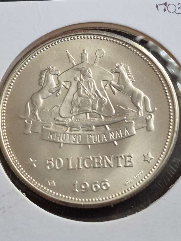 Lesotho Kingdom 50 Licente Independence Coin Silver 1966 Moshoeshoe II Proof
