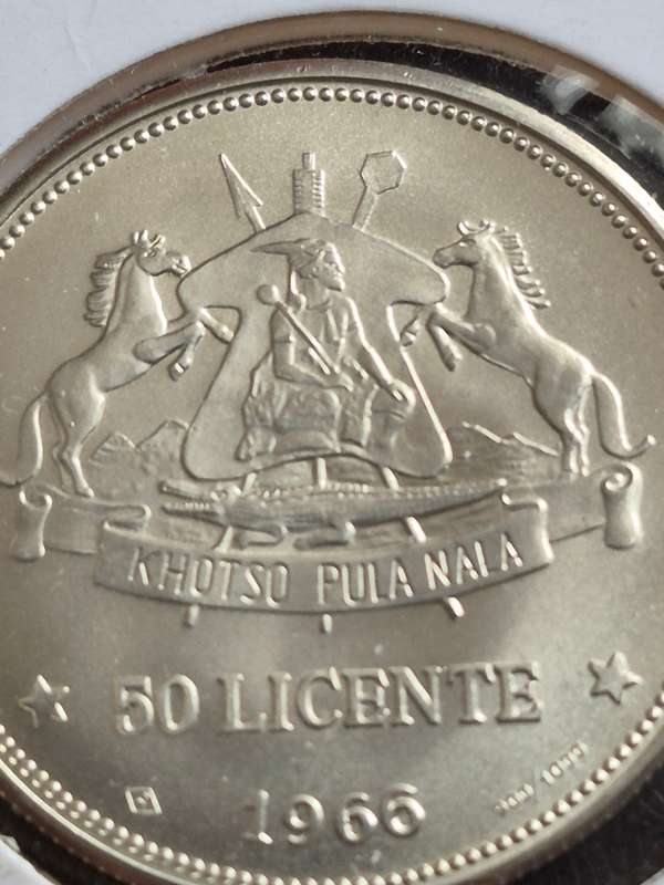 Lesotho Kingdom 50 Licente Independence Coin Silver 1966 Moshoeshoe II Proof