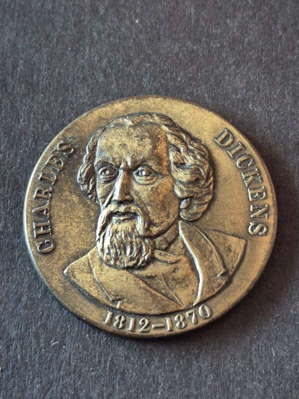Charles Dickens 1812-1870 Bronze Base Metal Medallion- made in England