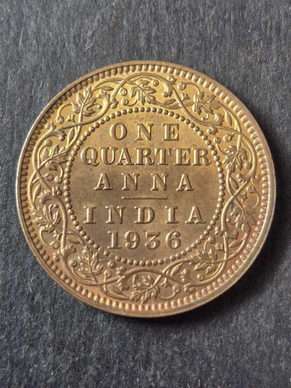 India One Quarter Anna 1936 UNC