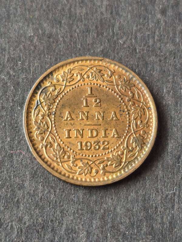 India 1/12 Anna 1932 UNC
