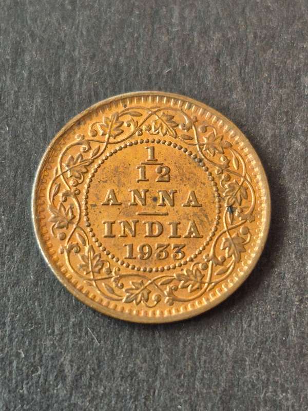 India 1/12 Anna 1933 (nice condition)