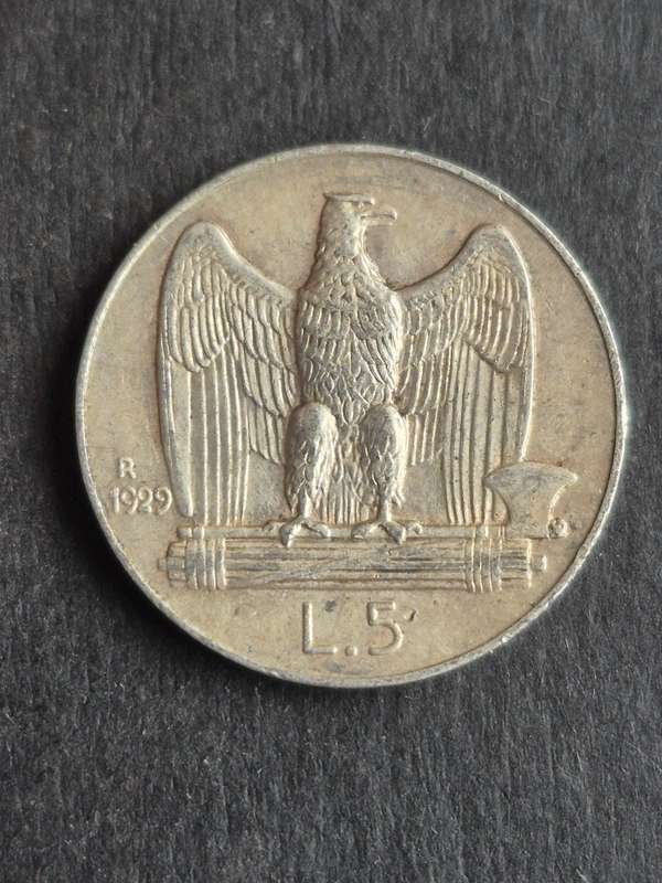 Italy 5 Lire 1929 Silver