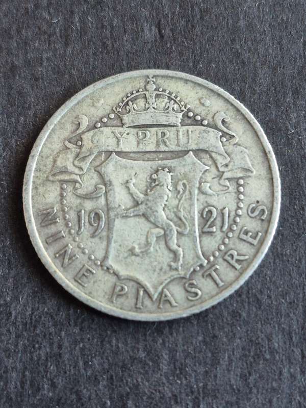 Cyprus 9 Piastres 1921 Silver